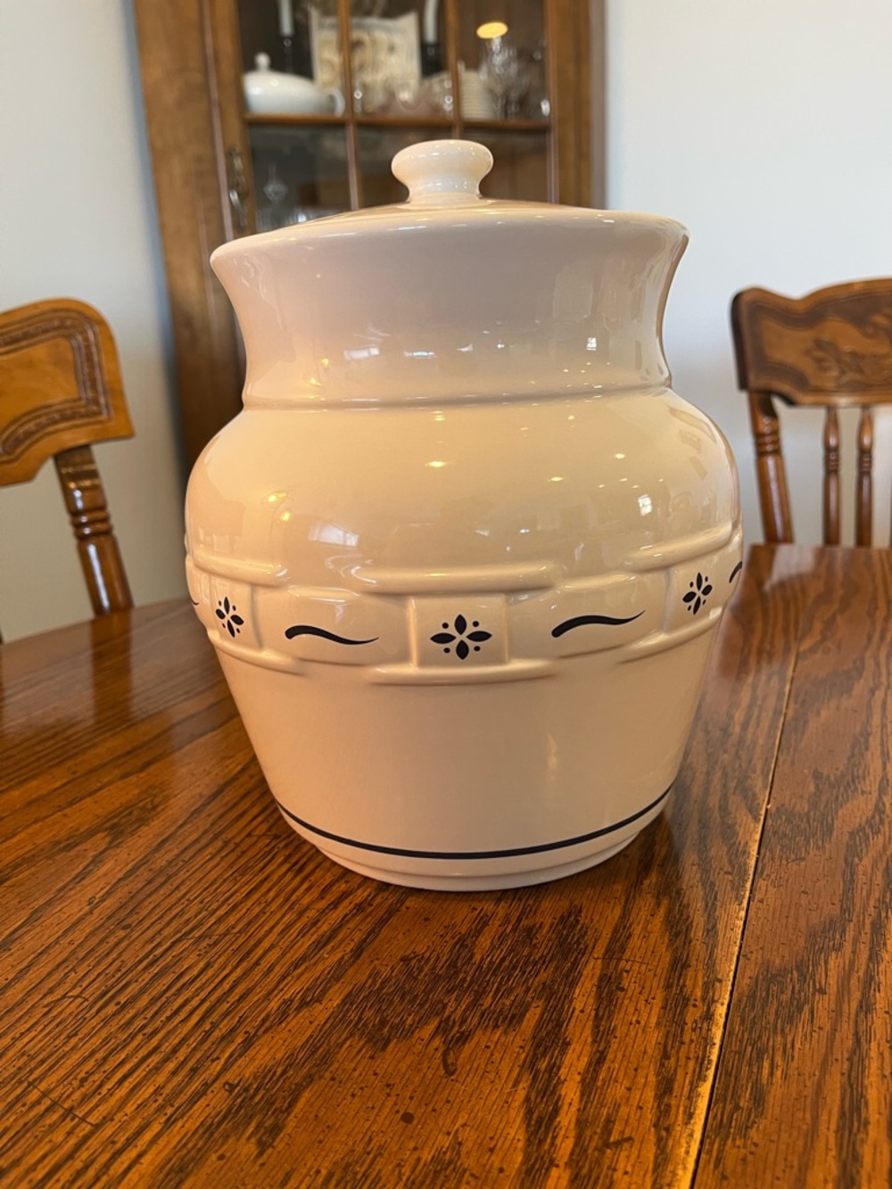 Longaberger Pottery Blue Woven Traditions Canister With Lid